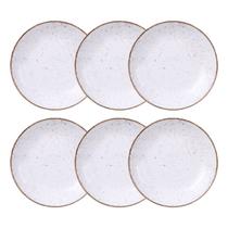 Jogo de Pratos Fundo 6 Peças Rústico 22 cm Porcelana Decorada Tramontina