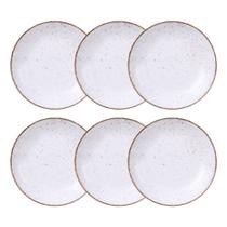 Jogo de Pratos Fundo 6 Peças Rústico 22 cm Porcelana Decorada Tramontina