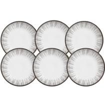 Jogo De Pratos Fundo Cerâmica 25Cm Kit 6 Peças Haya Alleanza