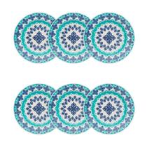 Jogo De Pratos Fundo Ellegance 6 Pc Ceramica Azul Verde Jogo De Pratos Fundo Ellegance 6 Pc Ceramica Azul Verde