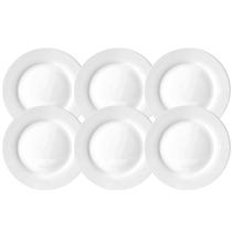 Jogo De Pratos Fundo Kit 6 Peças 22,5cm Sopa Branco Porcelana Brizzard