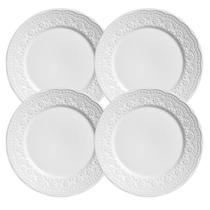 Jogo De Pratos Fundo Madeleine 22cm Kit 4 Peças Sopa Branco Cerâmica Porto Brasil
