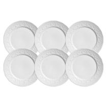 Jogo De Pratos Fundo Madeleine 22cm Kit 6 Peças Sopa Branco Cerâmica Porto Brasil