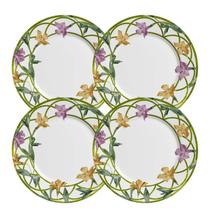 Jogo De Pratos Fundos 25cm Kit 4 Peças Sopa Campos Cerâmica Decorado Floral Alleanza