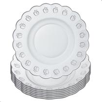 Jogo De Pratos Fundos 6 Peças Em Vidro Para Almoço e Jantar