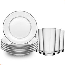 Jogo De Pratos Fundos Aparelho De Jantar Em Vidro 12 Peças