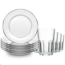 Jogo De Pratos Fundos Aparelho De Jantar Em Vidro 12 Peças