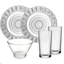 Jogo De Pratos Fundos C/13 Peças Aparelho De Jantar Em Vidro Jogo De Pratos Fundos C/13 Peças Aparelho De Jantar Em Vidro