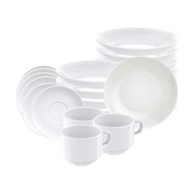 Jogo de Pratos Fundos e Xícaras 24 Peças Leonora em Porcelana Branco - Tramontina Jogo de Pratos Fundos e Xícaras 24 Peças Leonora em Porcelana Branco - Tramontina