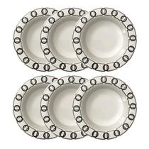 Jogo de pratos fundos em porcelana Strauss Rings 6 peças