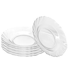 Jogo de Pratos Fundos Em Vidro Transparente 6 Unidades 22cm