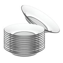 Jogo De Pratos Fundos Kit 12 Peças Em Vidro Almoço E Jantar - CEDAR GLASS