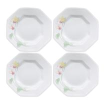 Jogo de Pratos Fundos Kit 4 Peças Encanto 24cm Porcelana Schmidt Jogo de Pratos Fundos Kit 4 Peças Encanto 24cm Porcelana Schmidt