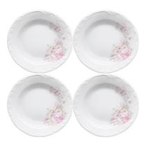 Jogo de Pratos Fundos Kit 4 Peças Eterna 23cm Porcelana Schmidt Jogo de Pratos Fundos Kit 4 Peças Eterna 23cm Porcelana Schmidt