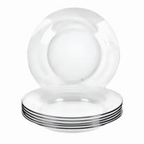 Jogo De Pratos Fundos Kit 6 Peças Em Vidro Almoço E Jantar Jogo De Pratos Fundos Kit 6 Peças Em Vidro Almoço E Jantar