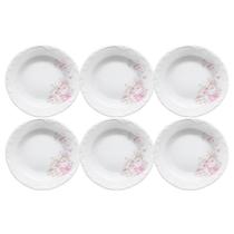 Jogo de Pratos Fundos Kit 6 Peças Eterna 23cm Porcelana Schmidt Jogo de Pratos Fundos Kit 6 Peças Eterna 23cm Porcelana Schmidt