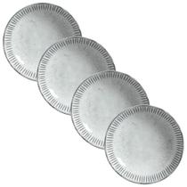 Jogo de Pratos Fundos Porto Brasil Linhas Stoneware 4 Unidades