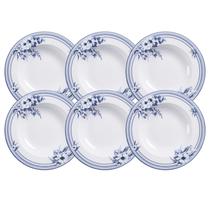 Jogo De Pratos Fundos Sopa 28cm Kit 6 Peças Azzura Porcelana Decorada Floral Tramontina