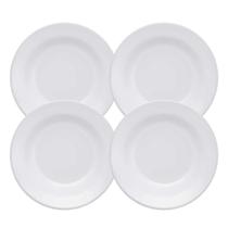 Jogo De Pratos Fundos Sopa Kit 4 Peças 22cm Branco Cerâmica Plus Biona