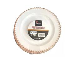 Jogo de Pratos Jantar Acrilico Bolinha Rose Natal 26cm- 6un Jogo de Pratos Jantar Acrilico Bolinha Rose Natal 26cm- 6un