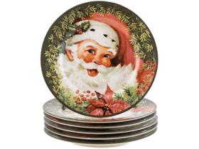 JOGO DE PRATOS PARA SOBREMESA NATAL PAPAI NOEL C/6 UND 1ªLIN