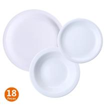 Jogo De Pratos Porcelana 6 Rasos 6 Fundos 6 Sobremesa Germer