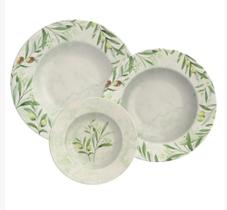 Jogo de Pratos Porcelana Decorada Oliva 12 peças 96589-000 - Tramontina