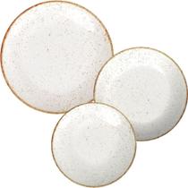 Jogo de Pratos Porcelana Tramontina Rústico Marrom 18pçs Decorados Rasos Fundos e Sobremesa