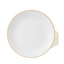 Jogo De Pratos Raso 27cm Kit 6 Peças Borda Dourada Porcelana Legacy Gold Luxo Mesa Posta