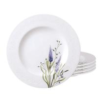 Jogo De Pratos Raso 28cm Kit 4 Peças Refeição Jantar Porcelana Decorada Lilla Tramontina