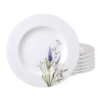 Jogo De Pratos Raso 28cm Kit 6 Peças Refeição Jantar Porcelana Decorada Lilla Tramontina