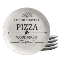 Jogo De Pratos Raso Cerâmica 29Cm Kit 4 Peças Pizza Alleanza