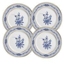 Jogo de Pratos Raso Cerâmica 29cm Kit 4 Peças Refeição Xangai Azul Alleanza Luxo