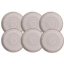 Jogo de Pratos Raso Cerâmica Caoba Decorado 27cm Kit 6pcs Jantar Refeição Corona