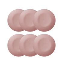 Jogo de Pratos Raso Cerâmica Rosa Fosco Matte 6 peças - Scalla - Cerâmica Scalla