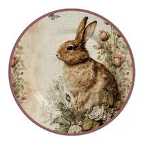 Jogo de Pratos Raso Coelha Acacia Páscoa Alleanza com 6 Pçs