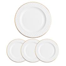 Jogo de Pratos Raso de Jantar em Opaline Divine Fio de Ouro 27cm - Hauskraft