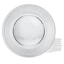 Jogo de Pratos Raso Jantar Refeição 25cm Kit 6 Peças Renaissance De Cristal Lyor Transparente