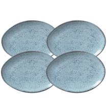 Jogo De Pratos Raso Jantar Refeição 31cm Kit 4 Peças Oval Orgânico Breeze Azul Cerâmica Porto Brasil Jogo De Pratos Raso Jantar Refeição 31cm Kit 4 Peças Oval Orgânico Breeze Azul Cerâmica Porto Brasil