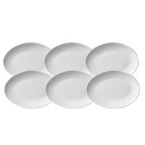 Jogo De Pratos Raso Jantar Refeição 31cm Kit 6 Peças Oval Orgânico New White Cerâmica Porto Brasil Branco