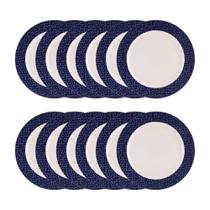 Jogo de Pratos Rasos 12 Pcs Mosaico Porcelana Real By Schmidt