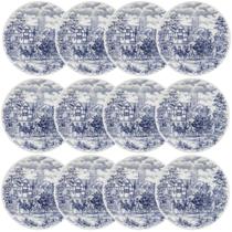 Jogo de Pratos Rasos 12 Peças Cena Inglesa 26cm Biona Oxford