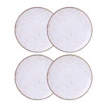 Jogo de Pratos Rasos 4 Peças Rústico 25 cm Porcelana Decorada Tramontina