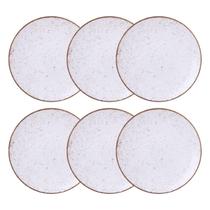 Jogo de Pratos Rasos 6 Pcs Rústico 25 cm Porcelana Decorada Tramontina