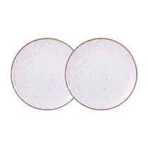 Jogo de Pratos Rasos Grande Rústico 2 Peças 28cm Porcelana Tramontina