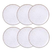 Jogo De Pratos Rasos Grande Rústico 6 Peças 28cm Porcelana Decorada Tramontina