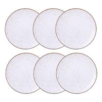 Jogo de Pratos Rasos Grande Rústico 6 Peças 28cm Porcelana Decorada Tramontina
