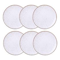 Jogo de Pratos Rasos Grande Rústico 6 Peças 28cm Porcelana Decorada Tramontina