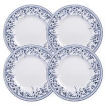 Jogo De Pratos Rasos Jantar Refeição 28cm Kit 4 Peças Azzura Porcelana Decorada Floral Tramontina