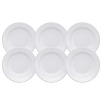 Jogo De Pratos Rasos Jantar Refeição Kit 6 Peças 26cm Branco Cerâmica Plus Biona